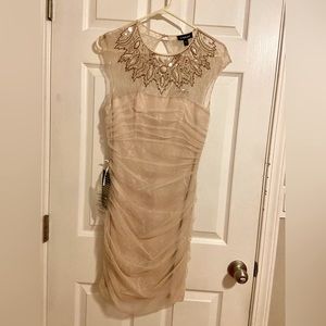 BEBE Hand Embellished Beige Dress Size S